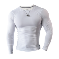 Chemise de Compression à manches longues en Polyester, Logo personnalisé, coupe Slim, vêtements de Fitness, couche de Base, haut de gymnastique pour hommes