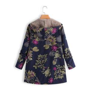 Fabbrica Diretta Inverno Caldo di Vendita delle Nuove Donne Europee e Americane Stampato Con Cappuccio A Maniche Lunghe Giacca Retro Commercio All'ingrosso - Product Image 6