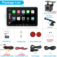 Écran tactile multimédia portable CarPlay de 7 pouces avec WiFi intégré, Android Auto sans fil, Bluetooth, USB, modèle PND intelligent