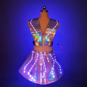 Minigonna da Donna per Adulti con LED Lampeggianti Multicolore, <span class=keywords><strong>Costume</strong></span> per Spettacoli <span class=keywords><strong>in</strong></span> Poliestere - Product Image 1