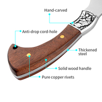 Hache tactique multifonction à double tranchant avec manche en bois, vente en gros d'usine, pour camping et survie en extérieur, en acier inoxydable