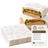 Emballages personnalisables pour sandwichs et burgers, résistants à l'huile, recyclables, en papier couché, pour la vente à emporter, avec support pour logo de marque