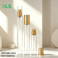 Flacon de parfum de luxe en verre transparent rond de 10 ml avec couvercle doré, atomiseur portable de voyage personnalisé OEM en gros pour échantillon de parfum