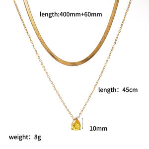 Collier personnalisé en acier inoxydable 316L plaqué or 14k 18k, design original avec zircon et pierre de naissance, pour femmes, vente en gros - Product Image 6