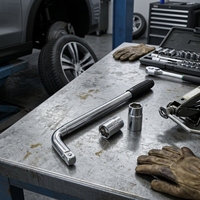 Télescopique 40 #   Clé à douille double en acier au carbone pour voiture et camionnette, rallonge de roue extensible, antidérapante, entièrement polie, chromée