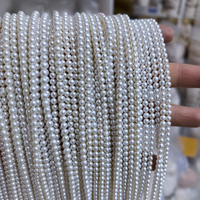 Perles d'eau douce en forme de pomme de terre de 3-4 mm, brin de perles d'eau douce en vrac, vente en gros