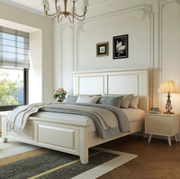 Lit en bois massif de style italien, luxe léger, blanc, petit format, pour chambre principale, avec rangement