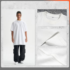 Casual 260 grammes 100% coton grande taille hommes é<span class=keywords><strong>t</strong></span>é surdimensionné <span class=keywords><strong>Robe</strong></span> <span class=keywords><strong>T</strong></span>-<span class=keywords><strong>Shirt</strong></span> longue longueur tissu tissé avec motif imprimé formel - Product Image 4