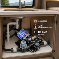 Pompe à eau à membrane auto-amorçante 12V DC à 4 chambres avec roulements NSK, fonctionnement silencieux pour bateau/yacht/cuisine, pompe à eau douce