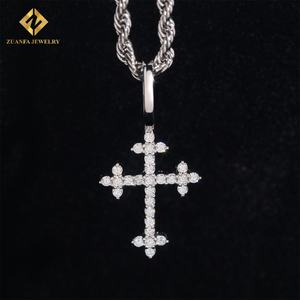 Colgante de Cruz de Acero Inoxidable con Incrustaciones de Moissanita, Plata de Ley 925, Estilo Hip Hop, para Hombre y Mujer, con Certificados GRA - Product Image 3
