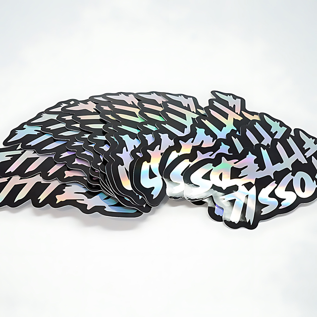 Custom Adhesive Waterproof logo Hologram Holographic Waterproof Mini Stickers Laptop Decorative Animation Stickers