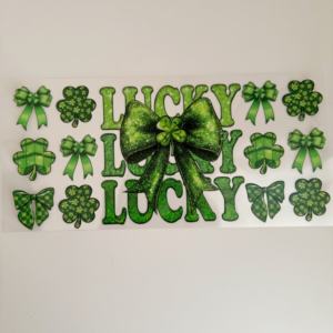 St. Patrick's Day Clover UV for DTF <b>Transfer</b> Cup Wraps for 16oz Libbey <b>Glass</b> 24oz Tumblers Screen Printing Usage for - Product Image 5