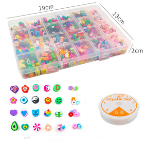 Beaded 24 boxes 1200 fruit cartoon animal love clay beads box DIY handmade necklace set box