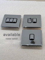 Interruptor de palanca moderno de 86 mm para pared, 1/2 GANG, panel de acero inoxidable, cromo espejo plateado, estándar del Reino Unido, 10A, con toma USB tipo C