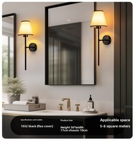 Lampe murale LED moderne nordique créative sans fil rechargeable avec télécommande en fer et tissu pour chambre à coucher, chevet, gîte, escalier