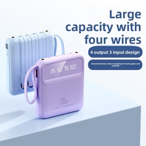 Nouvelle arrivée T16 Mini Power Bank en plastique K19 avec câble intégré Type-C 20 000 <span class=keywords><strong>mAh</strong></span> Charge rapide Affichage numérique Vente en gros Cadeau personnalisé - Product Image 1