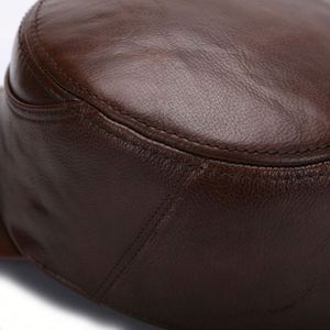 Vintage Men's Sports <b>Cap</b> Real Cowhide Material Warm <b>Flat</b> Design for Autumn Winter Custom Logo Street Style Common Fabric Feature - Product Image 5