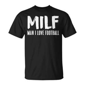 T-shirt Milf Man I Love Football, humoristique pour adultes, noir, coupe unisexe - Product Image 3
