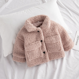 2022 mode bébé fille veste d'hiver épaisse laine d'agneau à manches longues solide bébé en bas âge bébé <span class=keywords><strong>mouton</strong></span> vêtements chauds d'extérieur coton enfants manteaux - Product Image 4