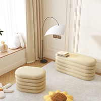 Meuble d'Ameublement Pouf Ottoman Velours Fourrure Effet Peluche Repose-Pieds avec Rangement