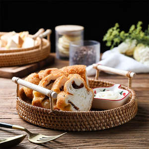 Bandeja <span class=keywords><strong>de</strong></span> ratán hecha a mano para <span class=keywords><strong>desayuno</strong></span>, cesta <span class=keywords><strong>de</strong></span> mimbre para fruta, pan, Picnic, aperitivos, contenedor <span class=keywords><strong>de</strong></span> almacenamiento <span class=keywords><strong>de</strong></span> cocina con mango <span class=keywords><strong>de</strong></span> madera - Product Image 5