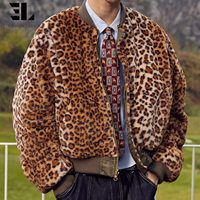 Veste bomber réversible en fausse fourrure léopard LARSUR Custom Factory, veste tactique utilitaire courte, veste de pilote en nylon satiné MA 1 MA-1