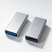 Adaptor USB-C Female ke USB 3.0 Female dengan Output DC, Bahan Aluminium Alloy, Kompatibel untuk Laptop, Ponsel, Kamera, Dilengkapi Proteksi Sirkuit Pendek