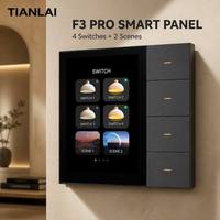 F3-proTuya Zigbee Smart Screen Wall Switch 3,5 Inch LCD 4 Tombol Fisik Pengaturan Suasana Sensor MmWave untuk Penggunaan Rumah Pintar