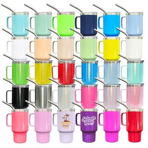 US 3oz Macaron Stainless Steel Drinking Shot Glasses Tumblers Sublimation Blanks Travel Coffee <b>Beer</b> Mugs with Metal Straw Handle - Product Image 1