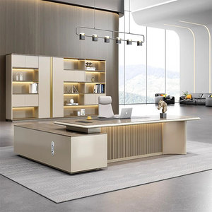 Office Furniture High-end L-shaped Manager <strong>Desk</strong> Ceo <strong>Table</strong> Luxury Executive Office <strong>Desk</strong> <strong>With</strong> <strong>Side</strong> Cabinet - Product Image 1