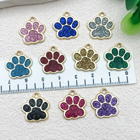 Comiya Pendentif mignon DIY en alliage de zinc, motif patte de chien à paillettes, style goutte, accessoire de bijouterie, breloques et pendentifs pour boucles d'oreilles d'animaux de compagnie