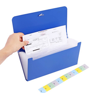 Foska đồ dùng học tập màu xanh/đỏ/đen màu kiểm tra kích thước không thấm nước 13 túi nhựa mở rộng tập tin thư mục cho thẻ kinh doanh - Product Image 2