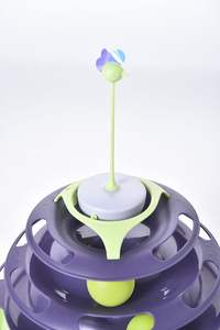 Diskon besar mainan Menara kucing 4 lapisan rol plastik trek Menara kucing meja putar bola dengan bola - Product Image 3