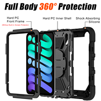 Casing Tablet Heavy Duty untuk iPad Mini 8, Anti-Shock, Pelindung, dengan Stand Putar 360 Derajat, Tempat Pensil, dan Tali Bahu