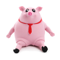 Jouet anti-stress drôle en forme de cochon rose, jouet souple cochon à cravate rouge, jouet de décompression pour enfants et adultes