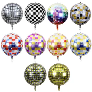 22 Inch 4D Disco Ball Foil Balloons Orbs Disco Concert Ball Music Dance Party Birthday Decorations Balloon Supplies Globe