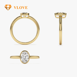 Bague en or 14 carats avec <span class=keywords><strong>diamant</strong></span> de laboratoire personnalisé de 5 carats, coupe ovale, taille 6.5, bague de fiançailles - Product Image 5