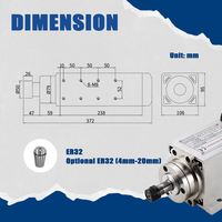 Moteur de broche CNC refroidi par air Zhong Hua Jiang 5KW ER32 à courroie carrée, 4 roulements, 220V/380V, MAX 18000 tr/min pour routeur, gravure et perçage