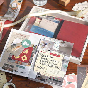 Kit de fournitures de <span class=keywords><strong>scrapbooking</strong></span> esthétique vintage, fournitures de journalisation rose, cordon de fixation, matériel de collage, cadeau pour jeune femme, carnet à grille A6 - Product Image 3
