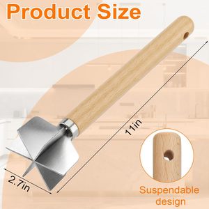 Triturador de Carne de Res de Acero Inoxidable con Mango de Madera, Herramienta de Cocina de Alta Resistencia con 6 Cuchillas para Pavo y Carne de Res - Product Image 2