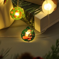 Guirlande lumineuse LED Père Noël, 10 lumières LED à piles avec motifs festifs pour la décoration de fenêtre de Noël