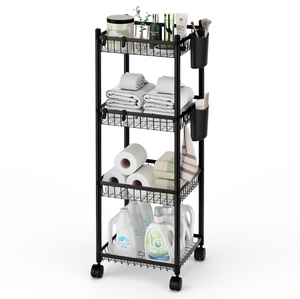 Organizzatore da Bagno a 3/4 Ripiani <span class=keywords><strong>con</strong></span> <span class=keywords><strong>Ruote</strong></span> per Cucina, Bagno, Trucchi, Artigianato, Lavanderia e Spazi Stretti - Product Image 1