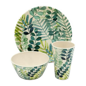 Plato de melamina alargado de 15 pulgadas con estampado botánico para exhibir productos horneados y pasteles, con asas. - Product Image 4