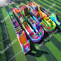 Parcours d'obstacles géant gonflable en PVC commercial, équipement de parc d'attractions, parc à thème gonflable extérieur, Fun City pour enfants et adultes