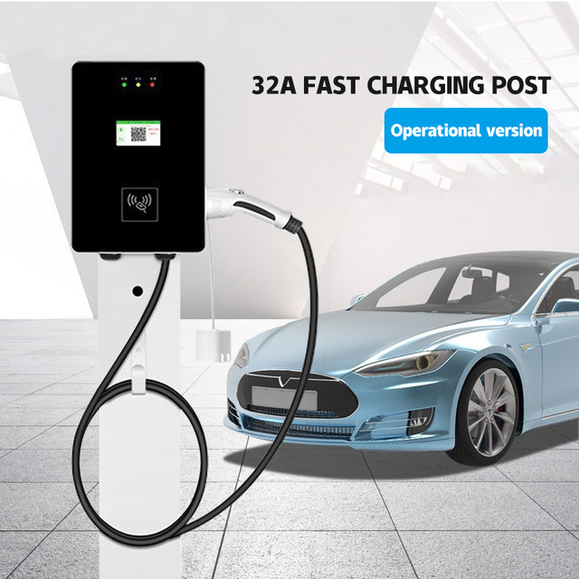 Wall-mounted Evcharger Home 16a 32a 7kw 11kw 22kw Wallbox Ac Charging Cable Type 2 to Type 2 Ev Charger Station