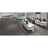 Centre de commande d'urgence, table multi-personnes en forme de U, centre de gestion de réseau moderne, console, mobilier commercial