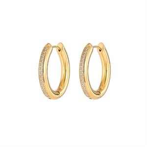 ต่างหูสแตนเลสมาใหม่ต่างหูห่วงชุบทอง18K ประดับเพทาย - Product Image 1