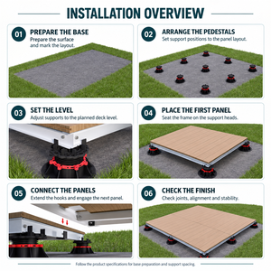 Plataforma de Madera Compuesta Prefabricada para Acampar al Aire Libre, Plataforma Modular Impermeable Ajustable de Acero Galvanizado de Alta Resistencia para Proyectos de Villas - Product Image 3