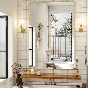 30x18 Inch Framed LED <b>Bathroom</b> Mirror Backlit and Front <b>Lighted</b> Ideal for Daily Makeup and Shaving Needs - Product Image 5