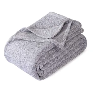 Factory Price Polyester 50x60 Knitted Jersey Sublimation Grey Sweater Fleece Blanket Sublimation Blanket